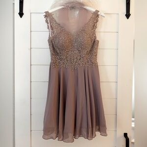 Mauve Rhinestone bridesmaid or prom Dress
